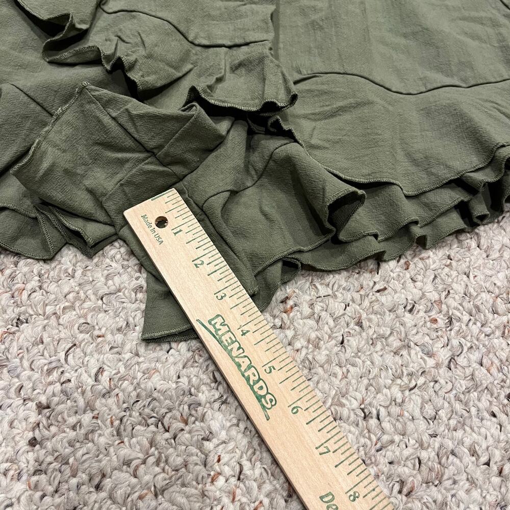 NWT Halara Frill Shirred Ruffle Flowy Shorts Sz L Green Cotton Summer Casual - Picture 5 of 5
